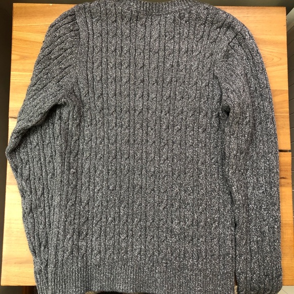 Charter Club Dark Gray Cotton Crewneck Cable-knit Sweater Metallic Fiber - Picture 5 of 12